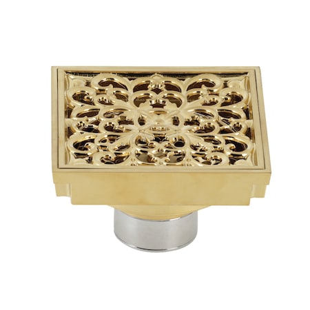 BSF9771BB Watercourse Scroll 4 Square Grid Shower Drain,Brushed Brass